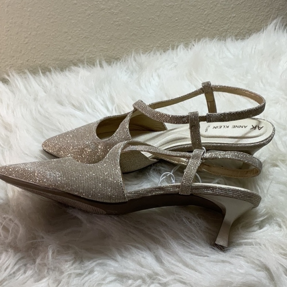 Anne Klein Glittering Slingback Heels - Gold - Picture 3 of 8